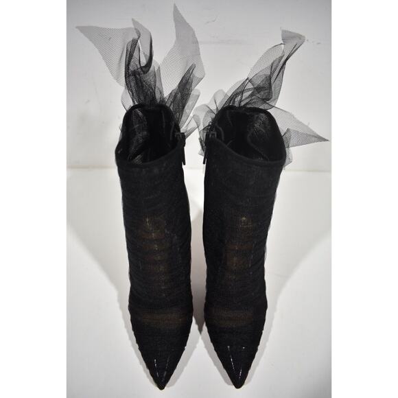 Christian Louboutin Libellibooty 100 Black Mesh Tulle Ankle Boot Heel Pump 37 - Picture 7 of 12